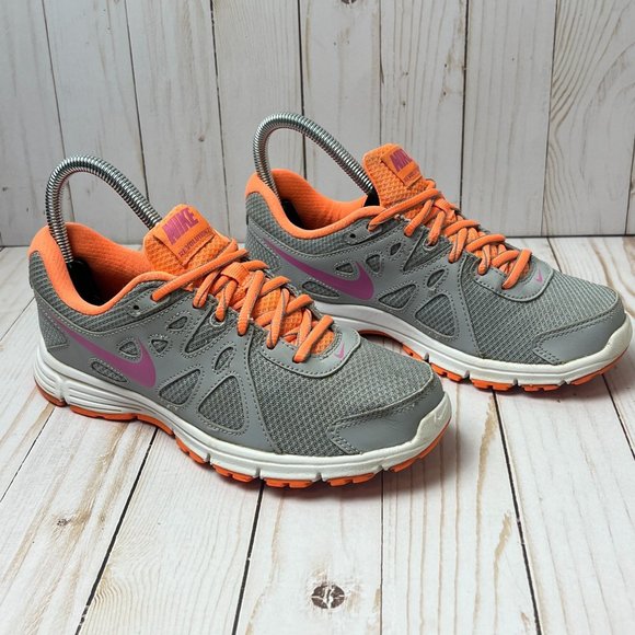 Nike Revolution 2 Women's Running Shoe, Grey/Orange/Pink, Sneaker Size 6 - Picture 1 of 9
